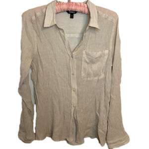 EXPRESS One Pocket Button-Up Boyfriend Shirt